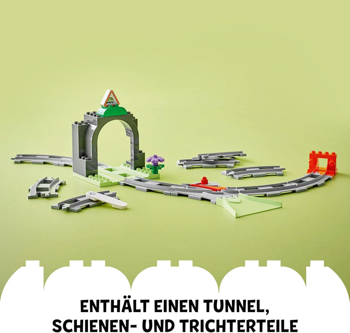 LEGO DUPLO Town Eisenbahntunnel und Schienen – Erweiterungsset, Geschenk für Kleinkinder, fördert di