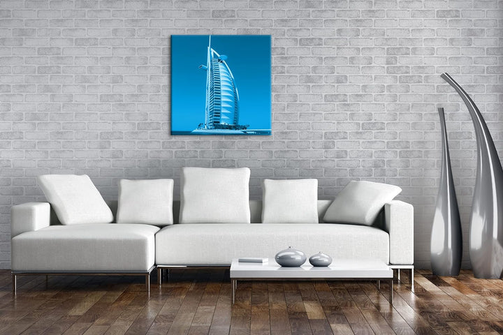 deyoli gigantisches Gebäude in Dubai Format: 40x40 Effekt: Monocrome Blau als Leinwandbild, Motiv fe