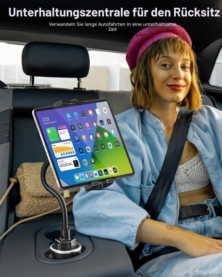 Schwanenhals Auto Tablet Getränkehalter, woleyi Universal Tablet Getränkehalter für Auto, LKW, Laufb