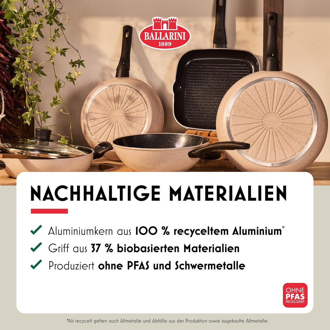 BALLARINI Ledro Wok, 28 cm, Aluminium, Induktionsgeeignet, Keramik-Antihaftbeschichtung, Thermopoint