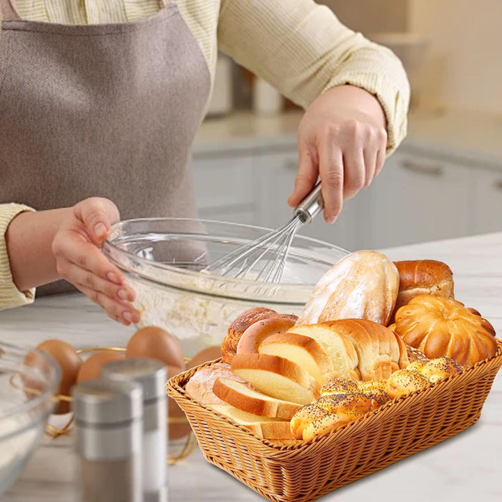 4 Stück Brotkorb Geflochten, Brotkörbchen, Weidenkörbchen, Aufbewahrungskorb Geflochten für Gemüse O