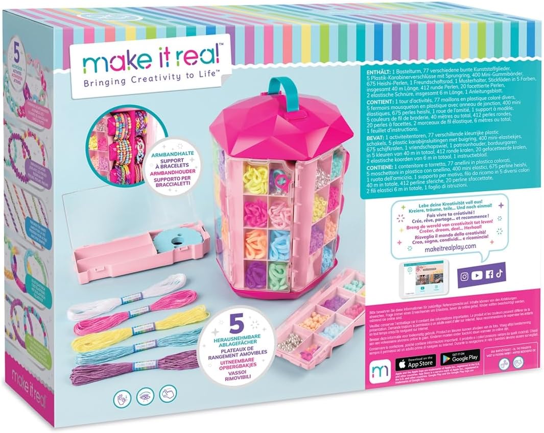Make It Real 2901754 5-in-1 Schmuck-Center, DIY Schmuckset mit drehbarer Aufbewahrungsbox und umfang