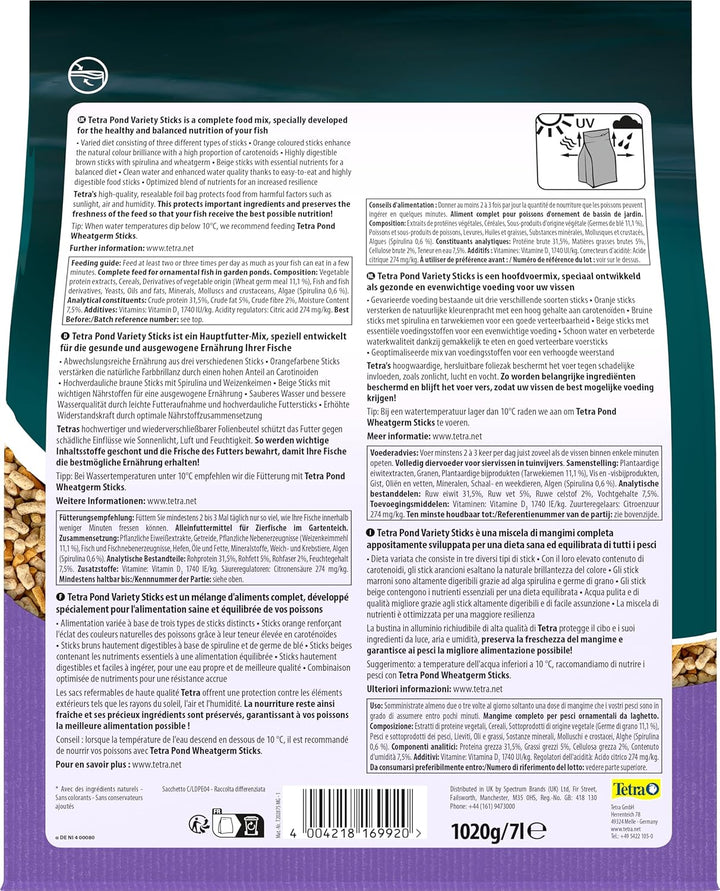 Tetra Pond Variety Sticks - Fischfutter-Mix für Teichfische aus drei verschiedenen Sticks, für die G