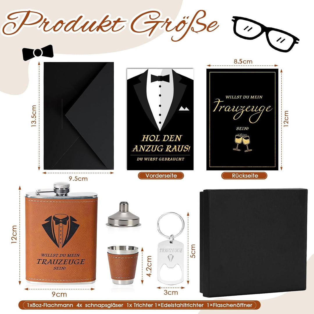 Trauzeugen Flachmann Willst Du Mein Trauzeuge Sein Geschenk Trauzeugen Karte 8oz Flachmann Mit Gravu