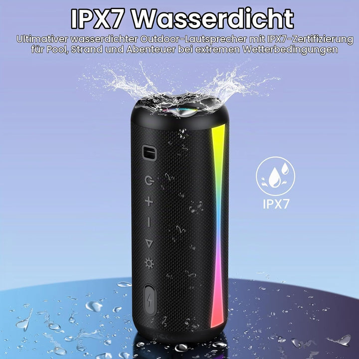 Bluetooth Lautsprecher, 2026 Musikbox Bluetooth 5.4 mit RGB Lichter, Tragbarer Lautsprecher Freispre