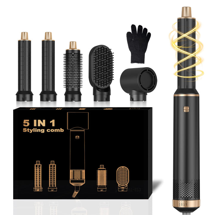 5 in 1 Hairstyler Rundbürstenföhn Haartrockner,1000w Airstyler Lockenstab mit Luft, 3 Temperaturrege