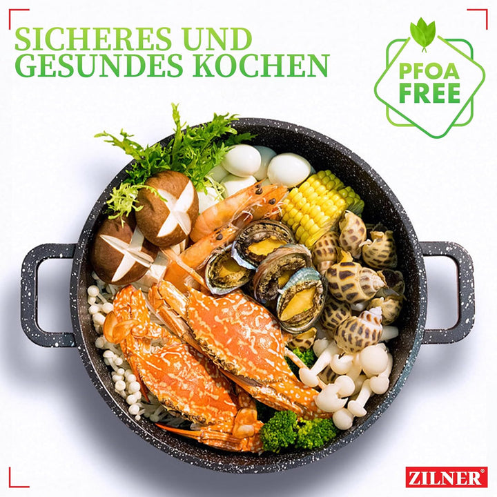 Topfset Induktion 12-Teilig mit Glasdeckel | Kochtopf Set 6 Töpfen aus Aluminiumguss | 6x Kochtöpfe