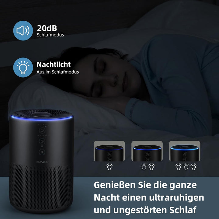 SLEVOO Air purifiers for home, Pet Hair Allergy, Low Power High Torque Motor, 3-in-1 HEPA air purifi