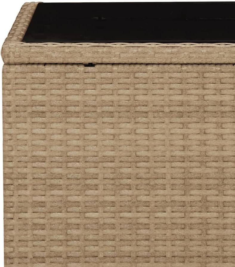 FIRBNUS 45x45x40 cm Garten Beistelltisch mit Glasplatte Couchtisch Balkontisch Terrassentisch Garten