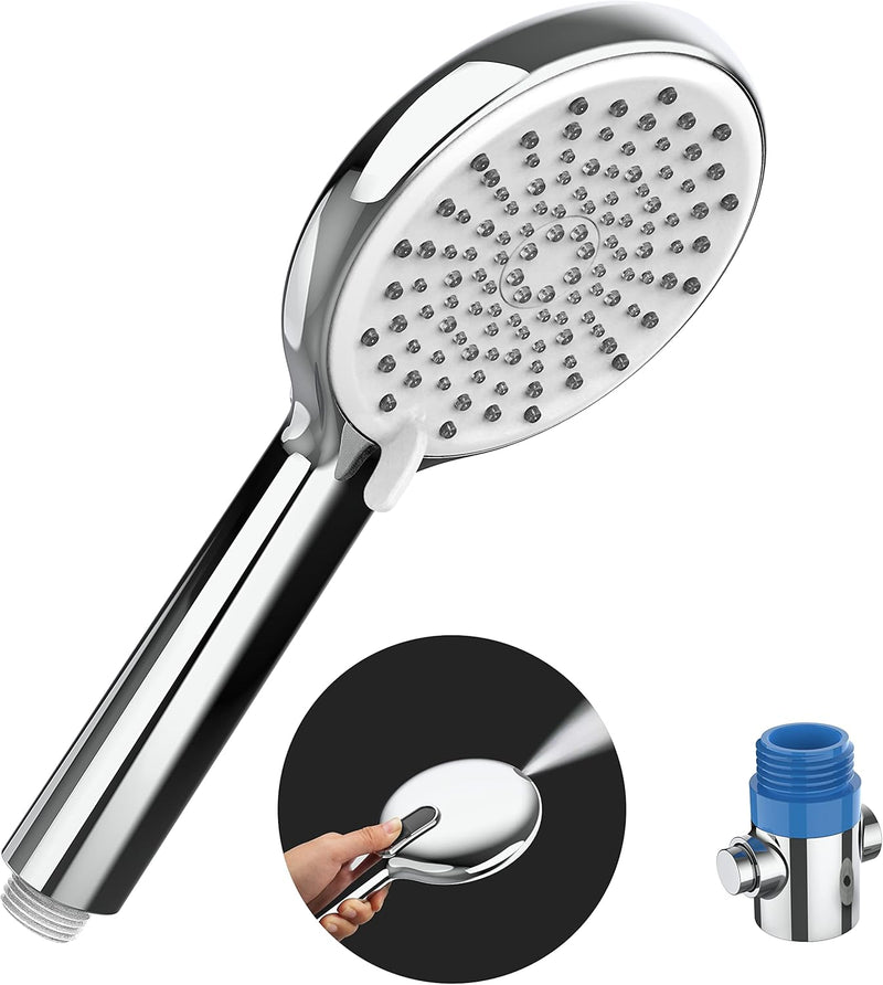 HONBOO Duschkopf mit Wasserstop, Grossem Brausekopf Dusche mit Duschkopf Absperrventil, Handbrause m