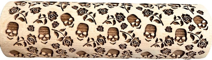 TOTENKOPF mit ROSEN Geprägte Nudelholz. Teigrolle mit Schädel un Blumen. Kekse. Präge Teigrolle. Hal