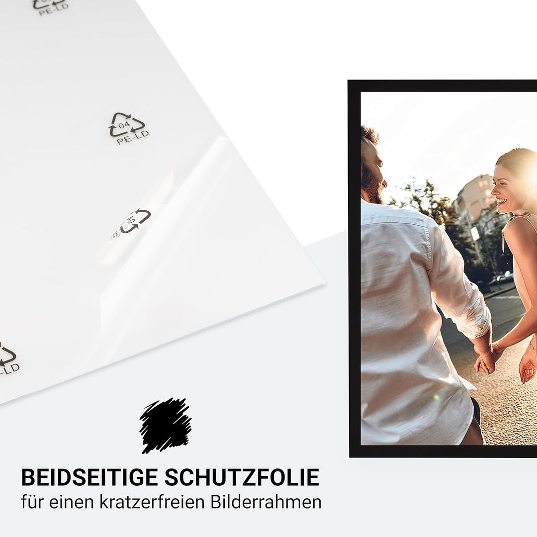 CABBEL Dreierpack (3 Stk.) Bilderrahmen 40x40 cm MDF Holz-Rahmen in Schwarz | mit bruchsicherem Plex