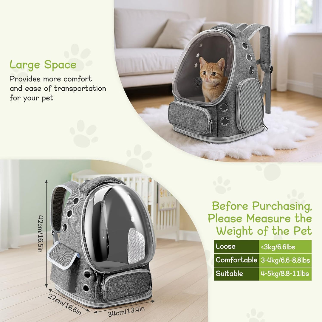 Katzenrucksack Bubble Transparent, Haustier Rucksack mit Netzfenster - Tragbarer & Faltbarer Hundetr
