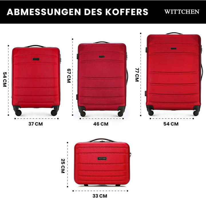 WITTCHEN Koffer-Set 4tlg. Trolley Koffer Reisekoffer aus ABS Hartschalen Trolley 4 Rollen Kombinatio