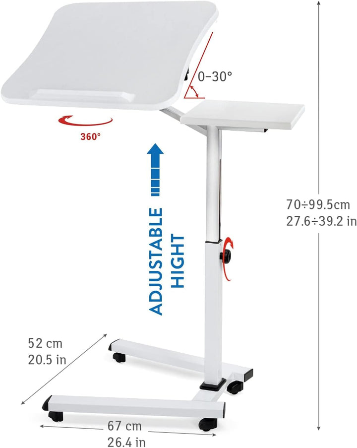 Tatkraft Like Laptop Ständer auf Rollen, Laptoptisch Höhenverstellbar Stehpult, Bett Beistelltisch W