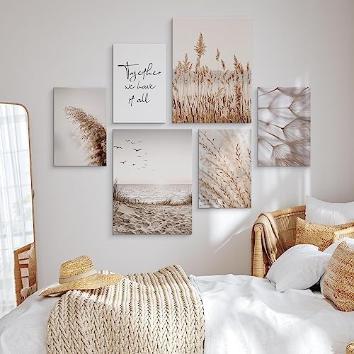 Muralo - Wandbilder Set - Leinwand Bilder Set Aufhängefertig in Boho Stil - das Leinwandbilder Set -
