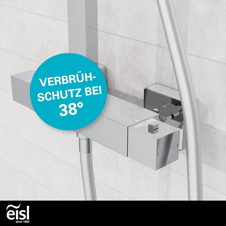 EISL CALVINO Duschsystem mit Thermostat Armatur, Komplettes Duschset mit Brausegarnitur (Regendusche