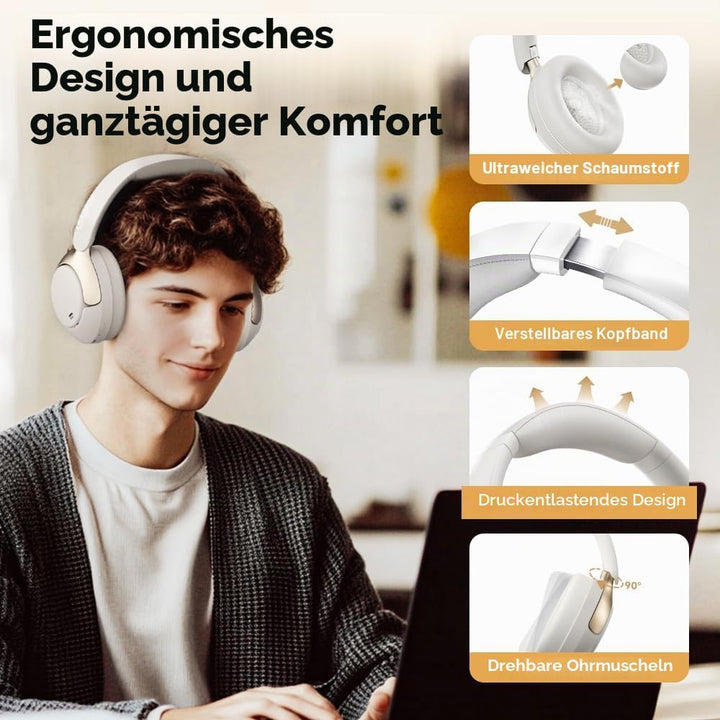 QCY H3 PRO Over Ear kopfhörer Bluetooth,50db Adaptives aktives Noise Cancelling mit Mehreren Modi,Hi