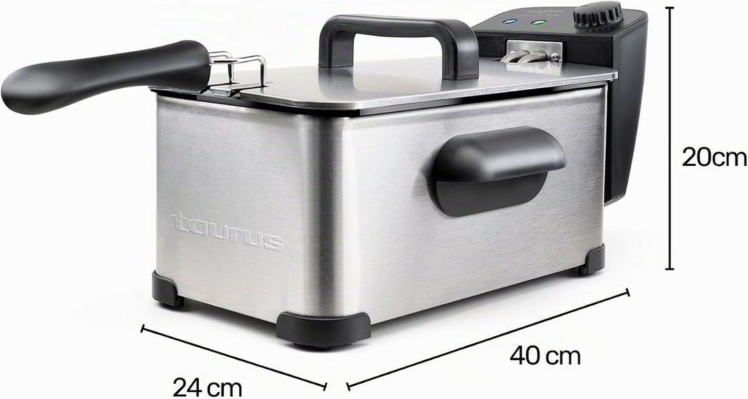 Taurus 973967000 Fry3 Öl-Fritteuse, 3 l, 1 kg Kartoffeln, 2000 W, Temperatur von 150 bis 190 Grad Ce