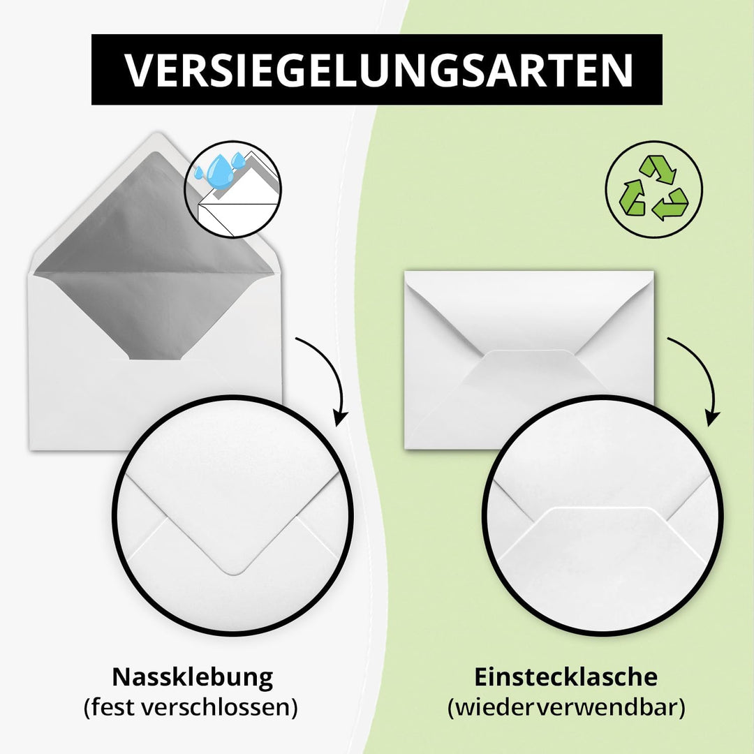 Kuverts Weiss - 100 Stück - Brief-Umschläge DIN C6-114 x 162 mm - 11,4 x 16,2 cm - Nassklebung - mat