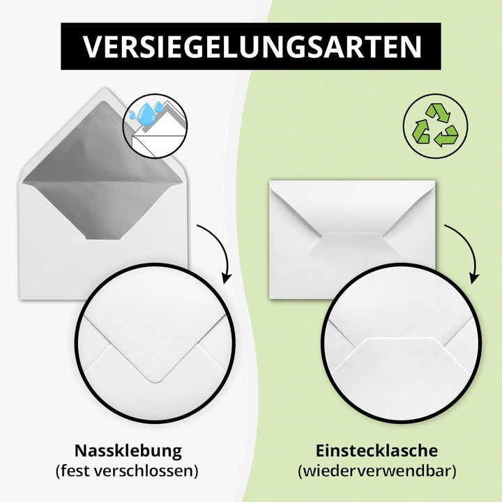 Kuverts Weiss - 100 Stück - Brief-Umschläge DIN C6-114 x 162 mm - 11,4 x 16,2 cm - Nassklebung - mat