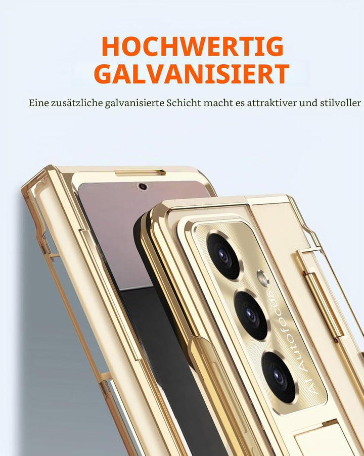 NINKI für Samsung Galaxy Z fold 7 Stand Hülle mit S Pen und Halter,4 in 1 Scharnierschutz Handyhülle