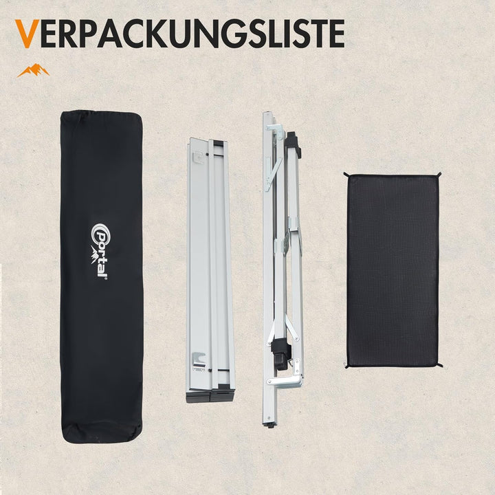 PORTAL Campingtisch faltbar Höhenverstellbar Klapptisch Aluminium 108 x 71cm rollbar Camping Tisch k