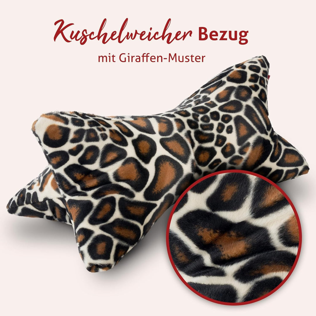Leseknochen mit Tiermuster in Giraffen Optik | Buchstütze mit kuschelweichem Bezug | ca. 40 x 18 cm