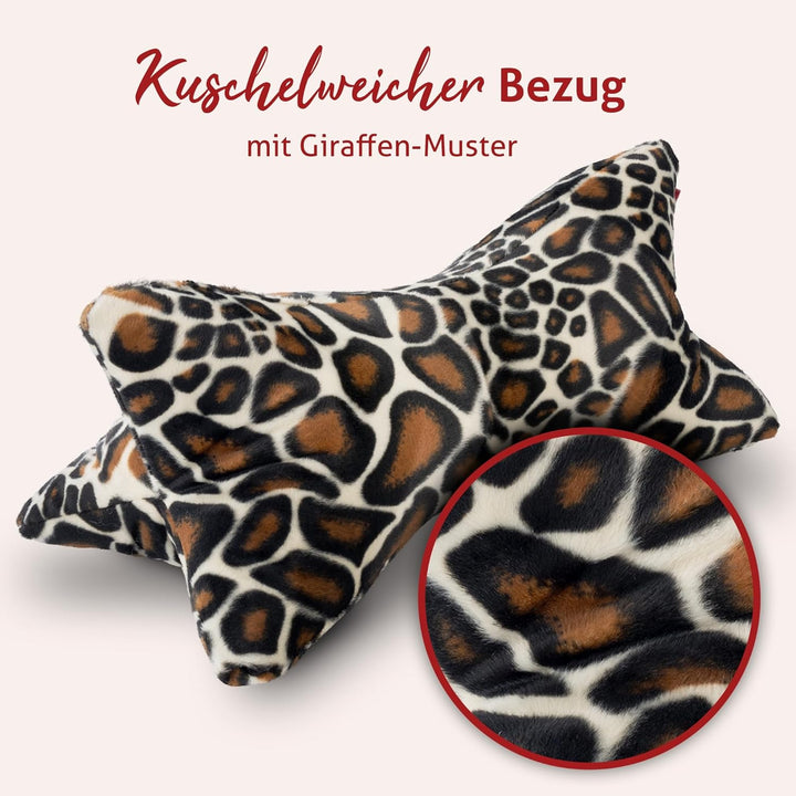 Leseknochen mit Tiermuster in Giraffen Optik | Buchstütze mit kuschelweichem Bezug | ca. 40 x 18 cm