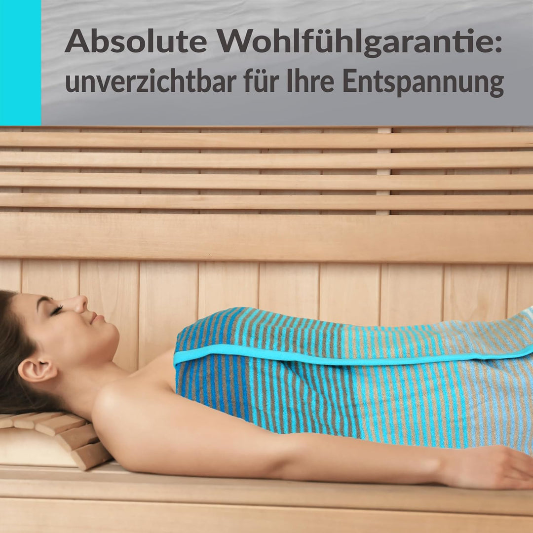 Lashuma Saunatuch Helsinki, Blau - Türkis, Liegetuch für die Sauna, XXL Badetuch, 100% Baumwolle, 85