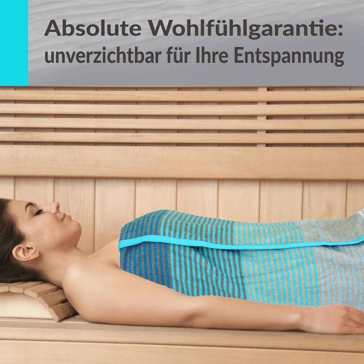 Lashuma Saunatuch Helsinki, Blau - Türkis, Liegetuch für die Sauna, XXL Badetuch, 100% Baumwolle, 85
