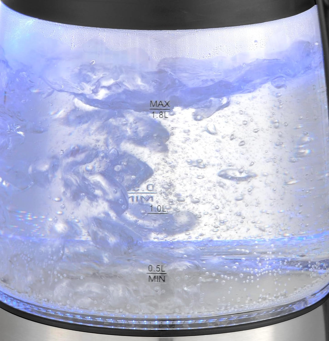 Siberg Teekocher Set 3-in-1 – Türkische Teemaschine mit 1,8L Wasserkocher, 800ml Glaskanne, 2200W Le