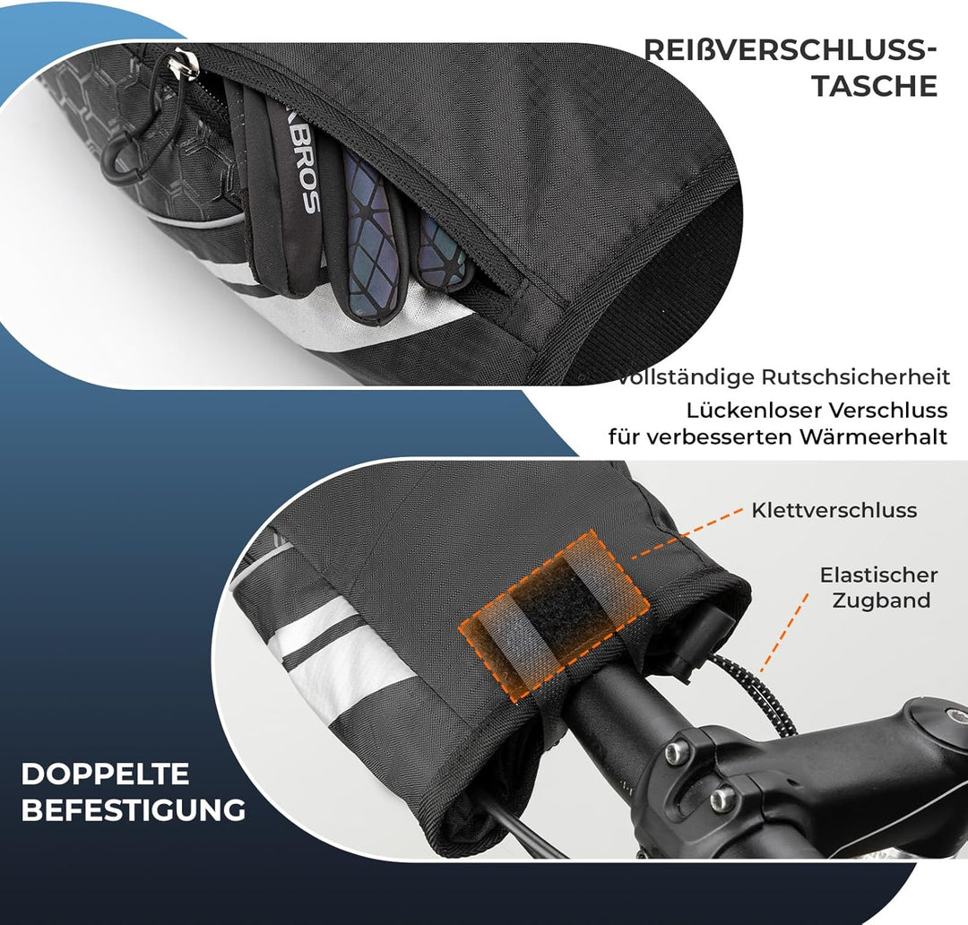 ROCKBROS Lenkerstulpen Lenker Handschuhe für Fahrrad Motorrad Roller Scooter Gefüttert Winddicht Was