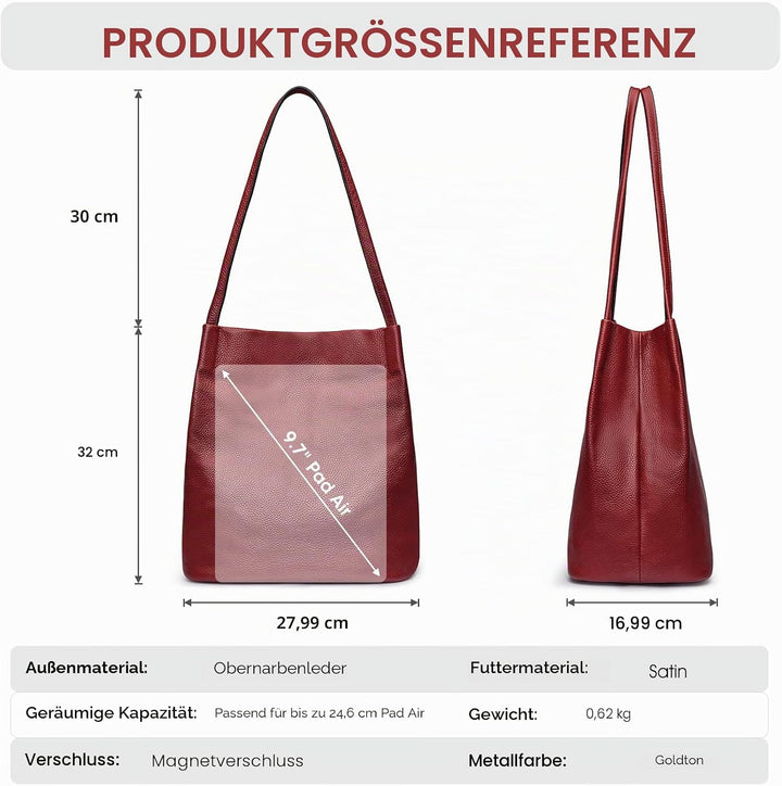 Kattee Damen weiche Echtleder Totes Umhängetasche Geldbörsen und Handtaschen mit oberem Magnetversch