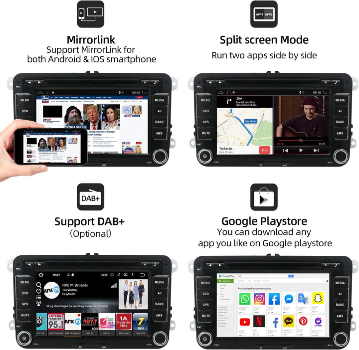JOYX PX6 DSP Android 10 Autoradio Passt für VW Passat/Golf/Skoda/Seat - 4G+64G - Rückfahrkamera Canb