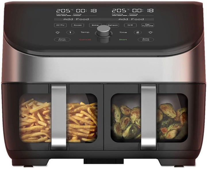 Instant Vortex Plus Doppelkorb mit ClearCook - 7.6L Digitale Heissluftfritteuse, Edelstahl, 8-in-1 S