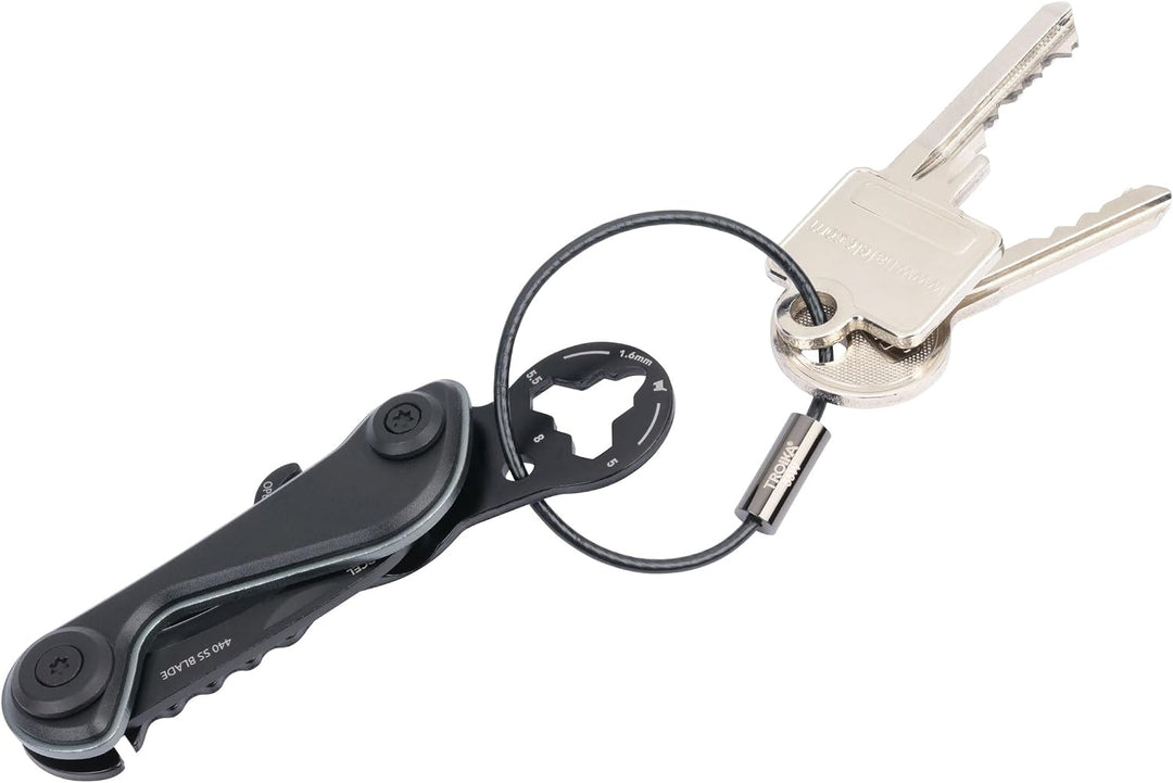 Schlüsselanhänger Mini-Werkzeug 9 Funktionen – PARCEL CUT &amp; CART – Einkaufswagenlöser, Paketmesser,