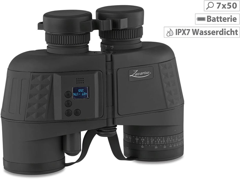 Zavarius Kompass: Wasserdichtes Marine-Fernglas 7x50 mit OLED-Display, 91% Transmission (Fernglas mi