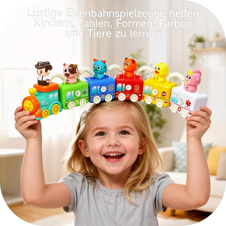 Montessori Spielzeug Zug ab 2 3 Jahre - Lernzug mit 5 Schlössern &amp; Tieren, Kinder Lernspielzeug für