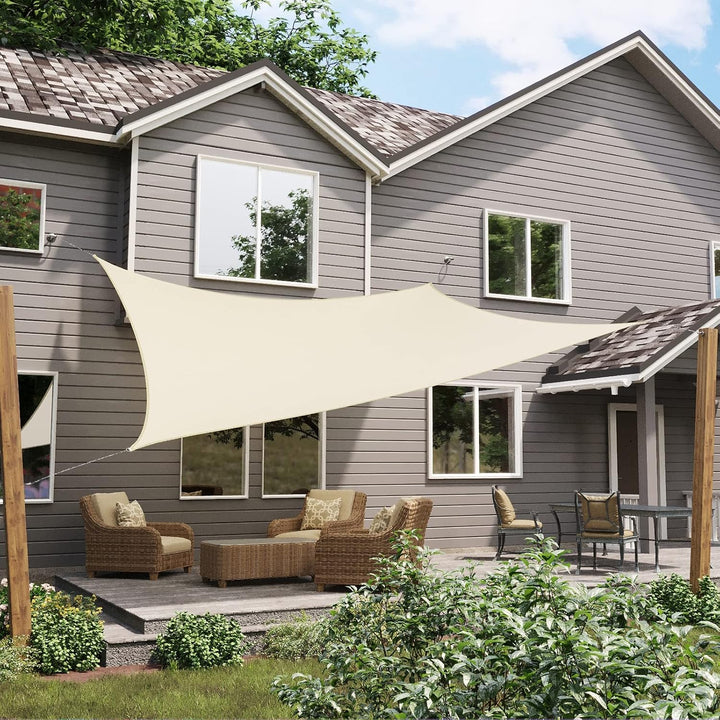 LARMNEE Sonnensegel Sonnenschutz inkl Befestigungsseilen, 2 x 4 m, PES, Rechteck, für Garten Balkon,