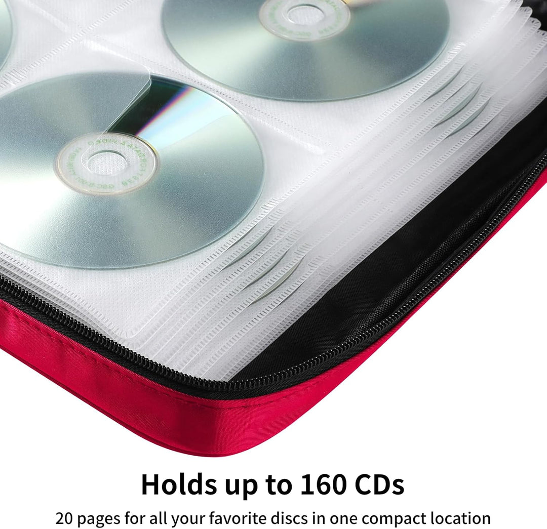TIMCORR CD-Hülle, DVD-Halter, Aufbewahrung: 160 DVD-Hüllen, Organizer, tragbare Brieftaschen-Aufbewa