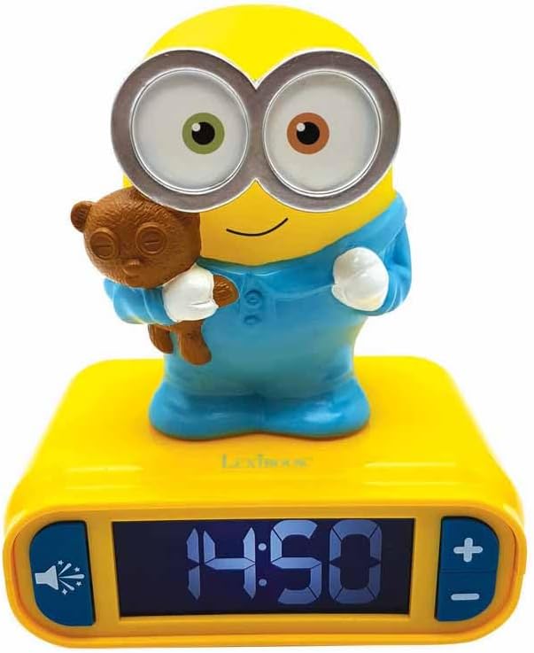 Lexibook - Wecker mit Nachtlicht und Minions Klingeltönen, Digitalwecker mit Nachtlicht und Snooze,