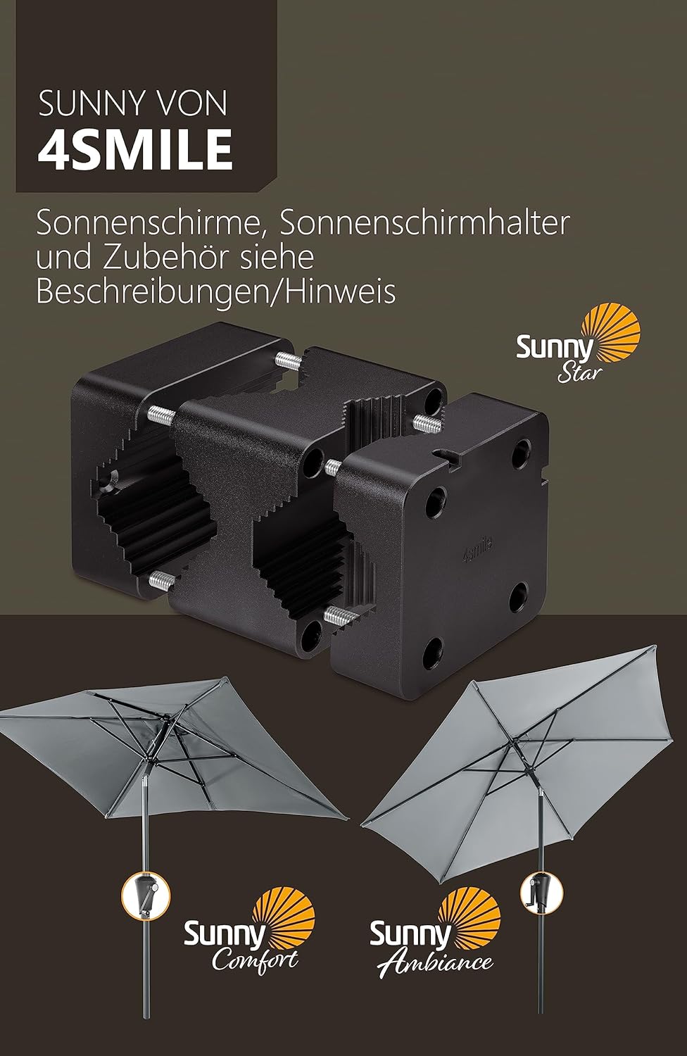 4smile Sonnenschirmhalter Balkongeländer – Aluminium Sonnenschirm Balkon Halterung - Schirmhalterung