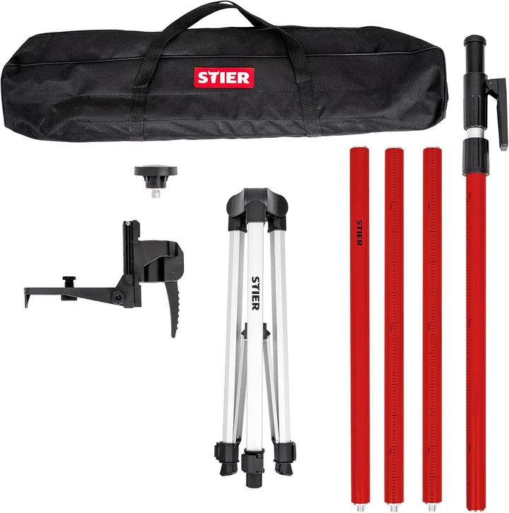 STIER Teleskopstange für Kreuzlinienlaser 360 cm, Lasermessgeräte & Zubehör, 20 - max. 365 cm Höhe,