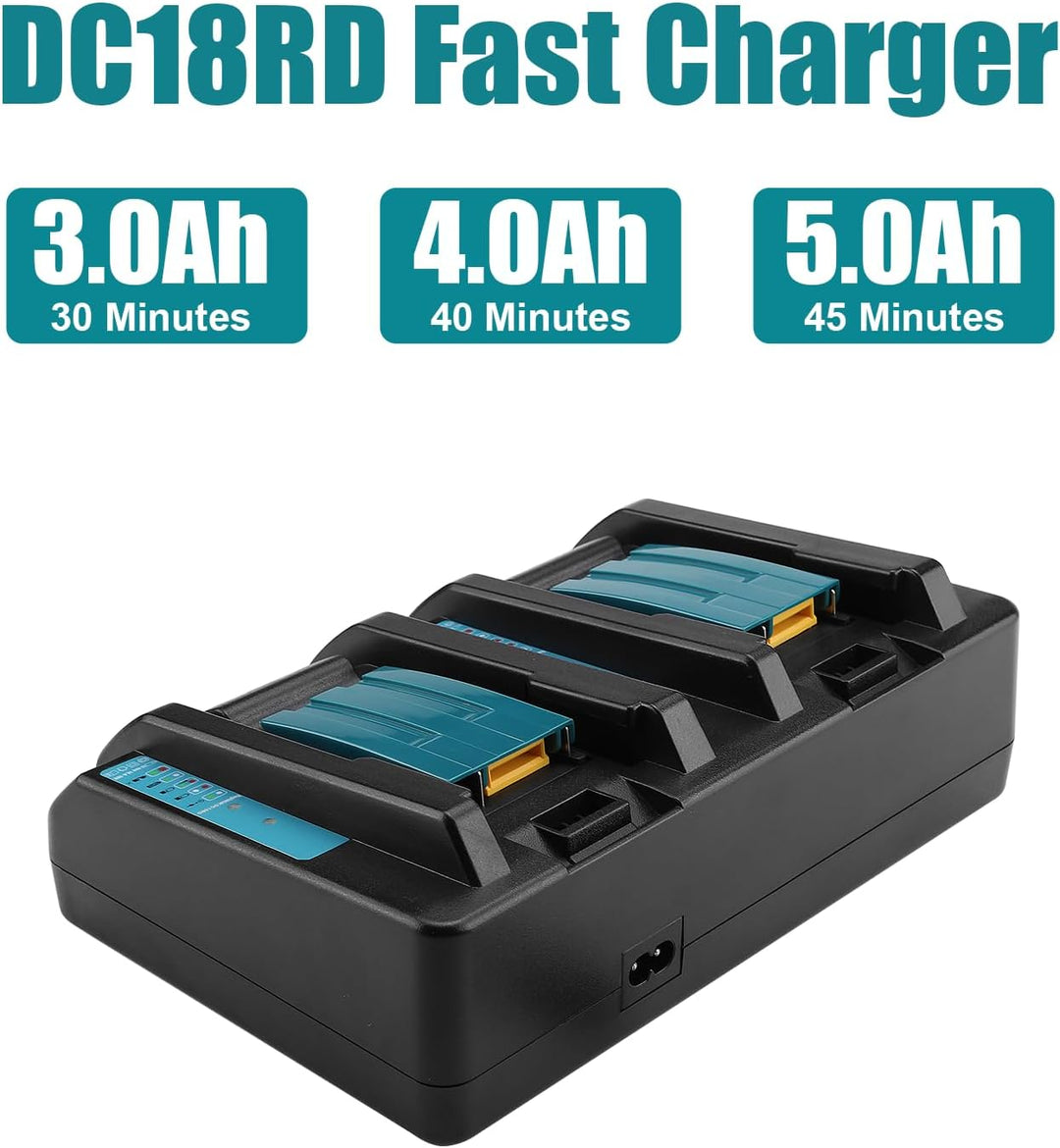 ENERGUP Dual Port Ladegerät 18V DC18RD Ersatz für Makita Ladegerät 18V Kompatibel mit Makita 14,4V-1