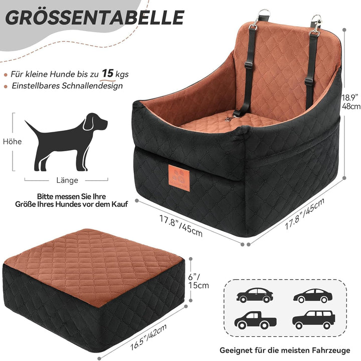 Hunde-Autositz für kleine/mittlere Hunde, Hundeautositz mit Dicker Polsterung unter 35 Pfund, Abnehm