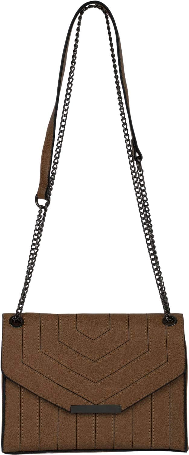 styleBREAKER Damen Crossbody Umhängetasche Ziernähte PU | 22x15x8,5 cm, variable Gliederkette (77 od