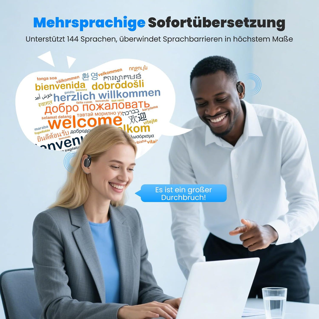 AI Übersetzer Kopfhörer mit Echtzeit-Übersetzung in 144 Sprachen, Bluetooth Kopfhörer mit HD-Stereo-