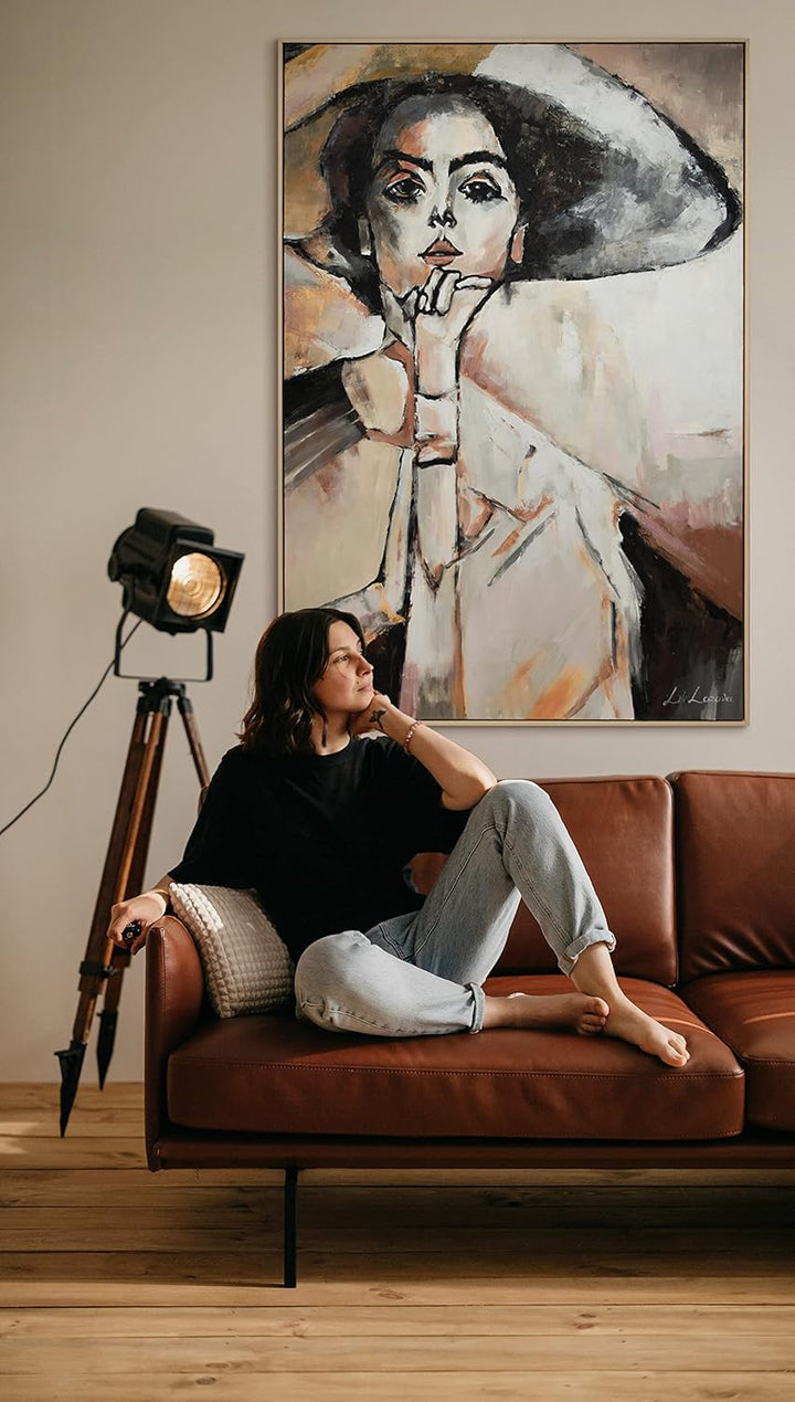 YS-Art XXL Abstrakt Acryl Gemälde auf Leinwand mit Rahmen Elisabeth handgemalte Wandbilder Wohnzimme