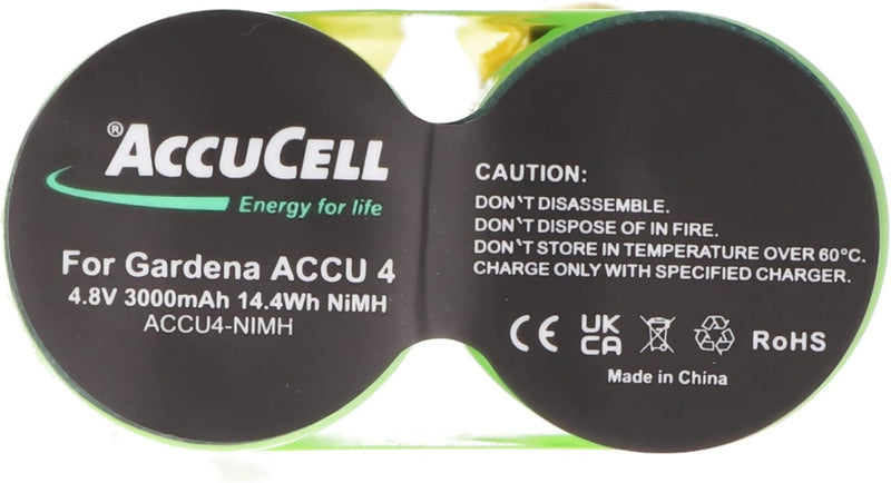 Gardena ACCU4 Akku passend für Gardena 4,8 Volt, 6,3 und 4,8mm Kontakte, NiMH Akku 3000mAh